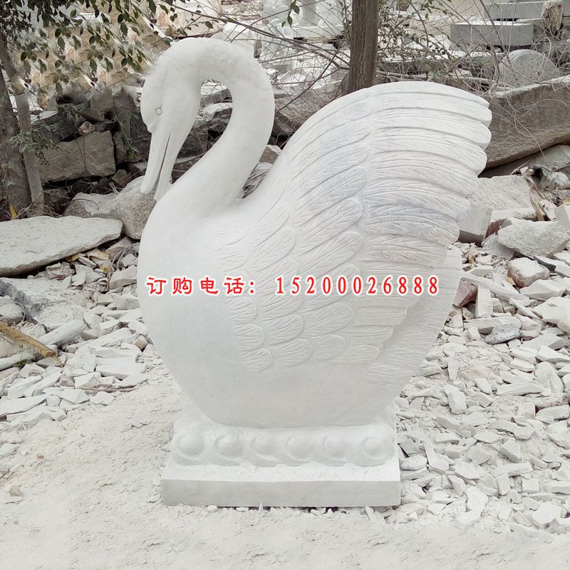 公园石雕天鹅，喷水天鹅雕塑 (2)