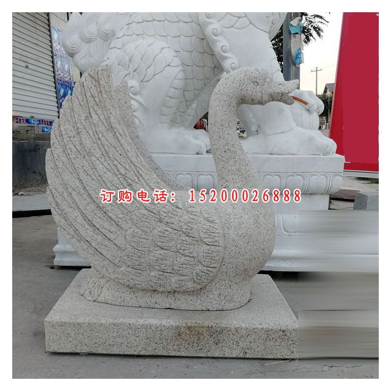 青石天鹅   石雕广场动物雕塑 (3)