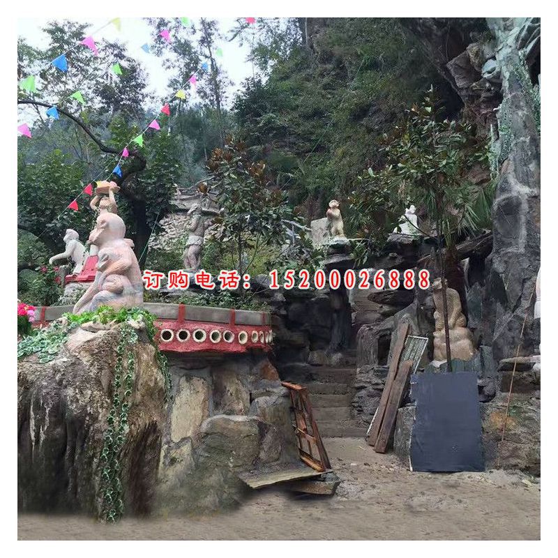 猴子石雕 景区动物石雕 (4)