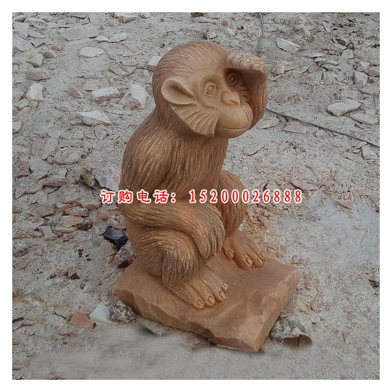 晚霞红猴子石雕 公园动物石雕 (3)