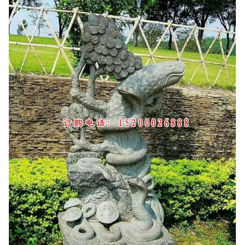 石雕蛇，青石动物雕塑