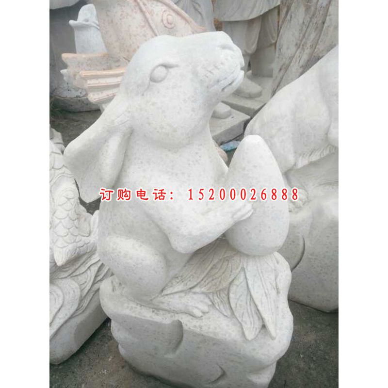 小白兔石雕，公园石雕动物 (1)