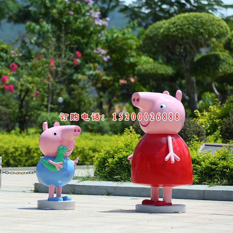 玻璃钢卡通小猪佩奇雕塑，商场景观摆件 (2)