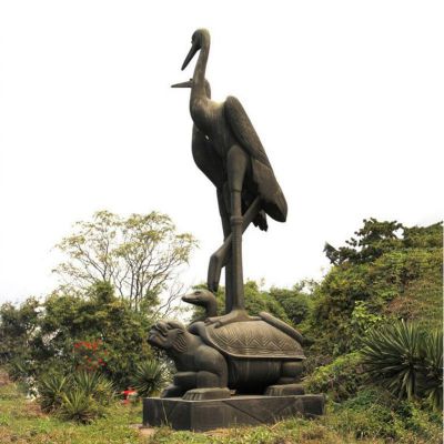 龙龟与鹤铜雕，广场景观铜雕