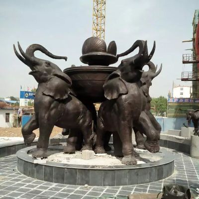 大象铜雕，广场大象动物雕塑 