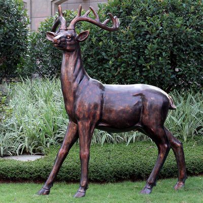 小区动物雕塑，铜雕动物鹿雕塑