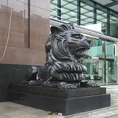 银行门口狮子铜雕，西洋狮子