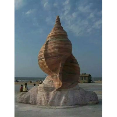 晚霞红海螺石雕，广场景观雕塑