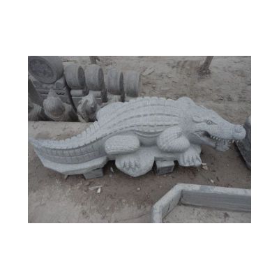 鳄鱼石雕，青石动物雕塑 (2)