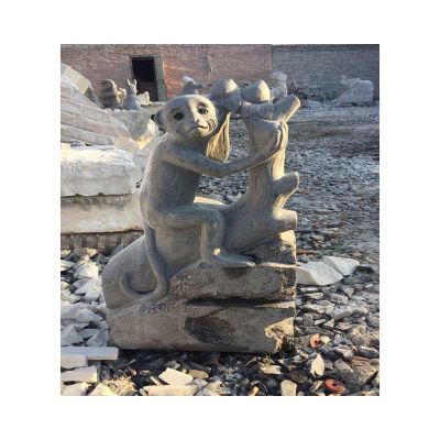青石小猴子雕塑，动物石雕