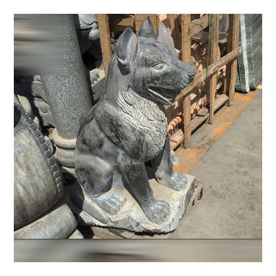 小狗石雕，青石动物雕塑 (2)
