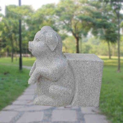 青石小猪   石雕公园动物雕塑