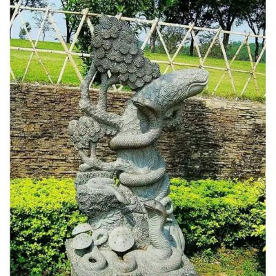 石雕蛇，青石动物雕塑