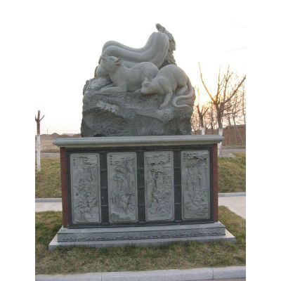 大理石十二生肖，公园动物石雕