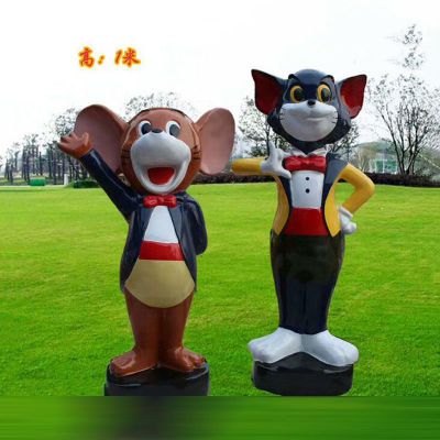 汤姆和杰瑞雕塑  玻璃钢猫和老鼠卡通动物