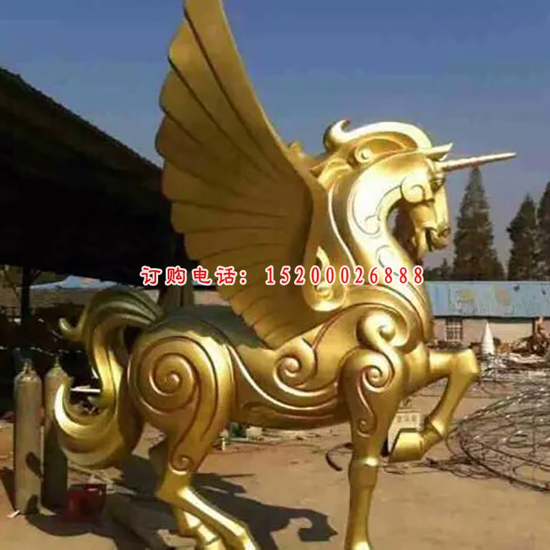 独角兽铜雕，铜飞马雕塑