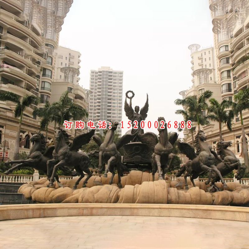 六匹飞马铜雕，阿波罗铜雕，踏浪而来铜雕 (2)