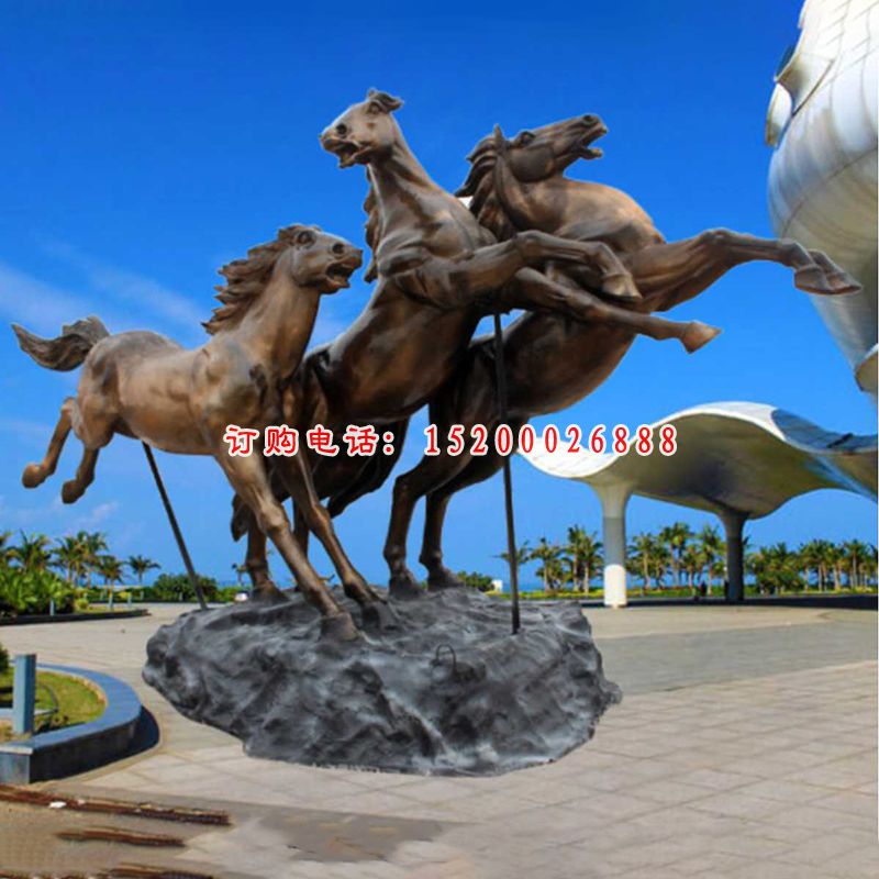铜雕飞马，公园动物雕塑