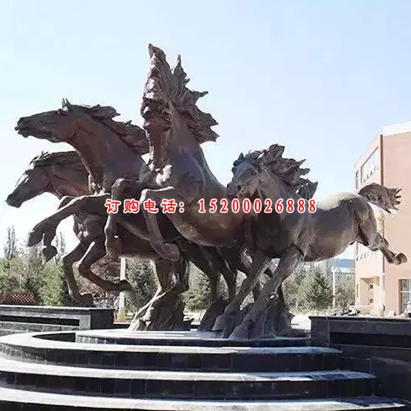 奔腾的马铜雕，广场景观雕塑