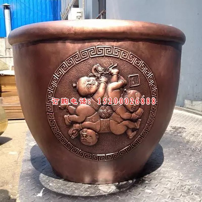 铜水缸，铜缸雕塑