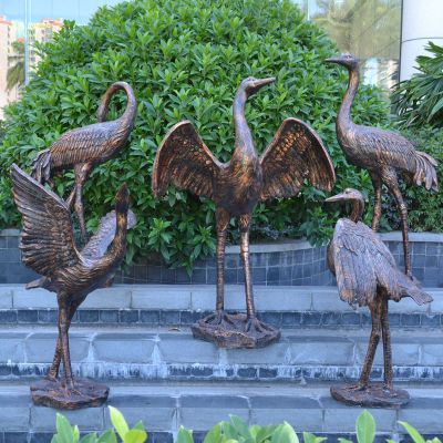 铜雕仙鹤雕塑，广场景观雕塑