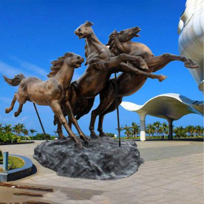 铜雕飞马，公园动物雕塑