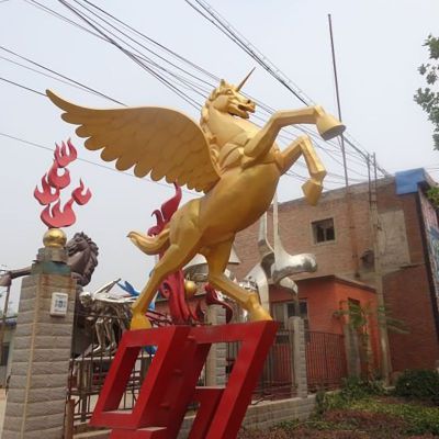 铜雕飞马，广场动物景观雕塑 (3)
