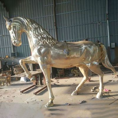 玻璃钢仿铜马，公园动物雕塑，动物雕塑