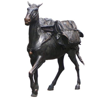 驮行李的马铜雕，公园动物雕塑