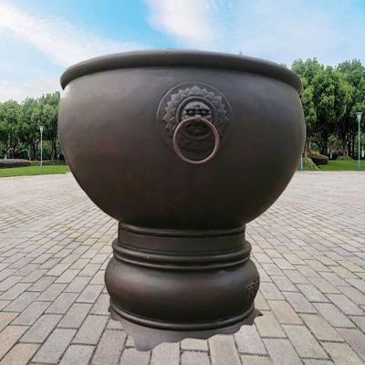 大水缸铜雕，仿铜铜水缸 (2)