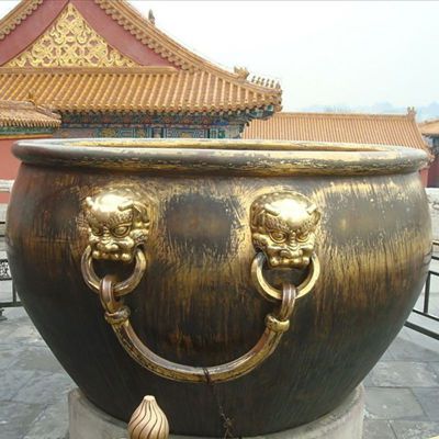 铜雕水缸，寺庙景观雕塑 (3)