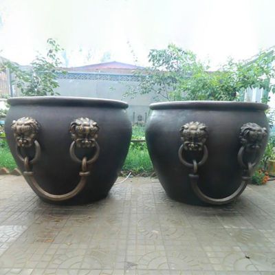 铜雕水缸，寺庙景观雕塑 (6)