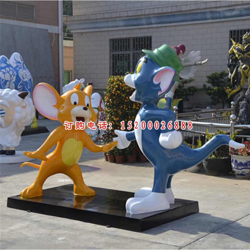 玻璃钢猫和老鼠雕塑 (1)