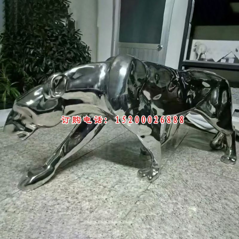 不锈钢豹子雕塑 (1)