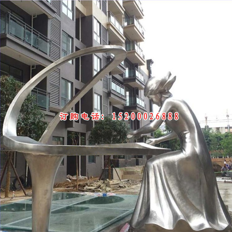 不锈钢弹钢琴雕塑 (2)