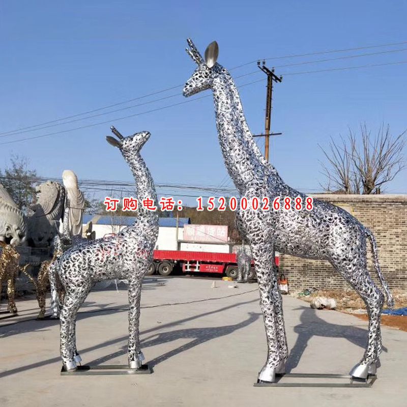 不锈钢长颈鹿雕塑 (2)