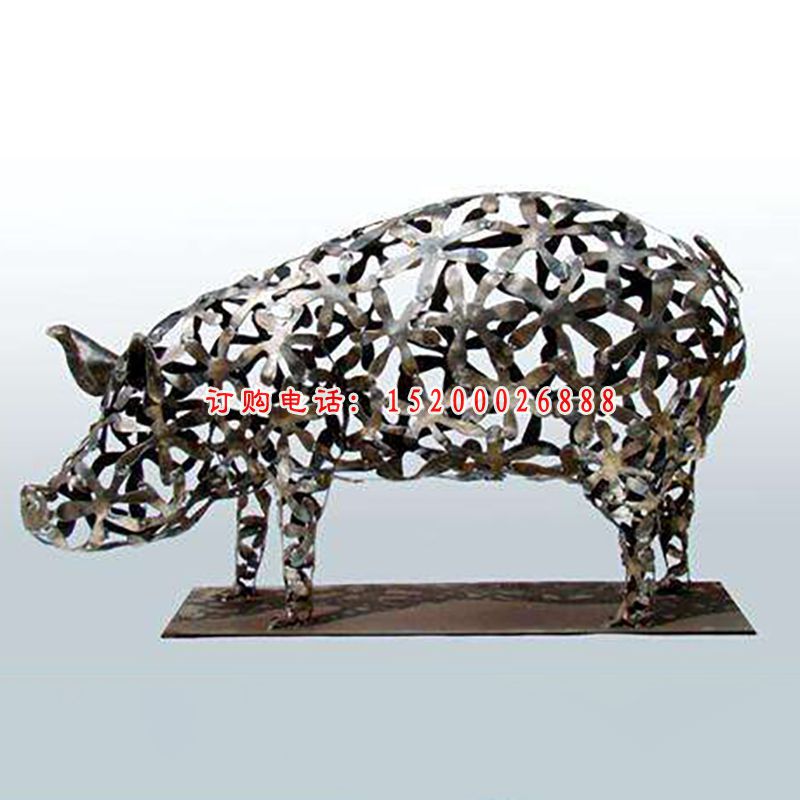 不锈钢猪雕塑 (3)