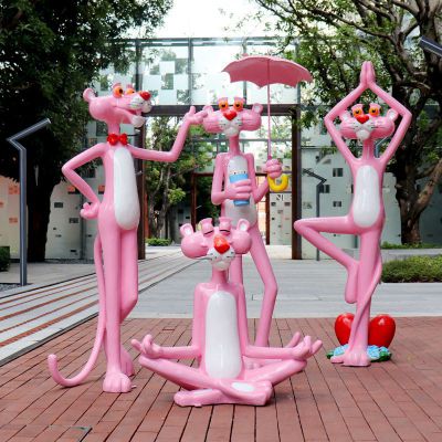 玻璃钢粉红豹雕塑 (2)