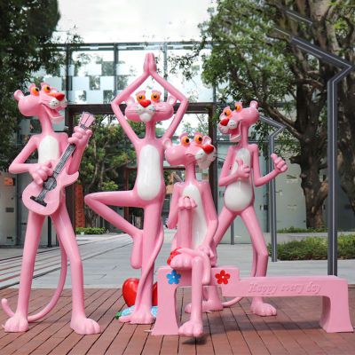 玻璃钢粉红豹雕塑 (1)