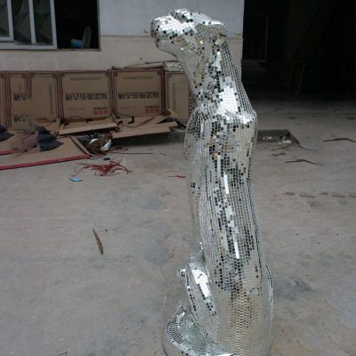 不锈钢豹子雕塑 (2)