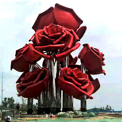 不锈钢玫瑰花雕塑 (2)