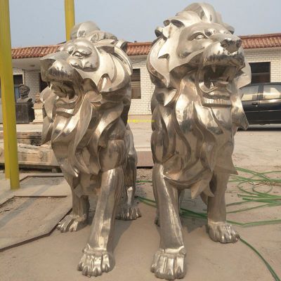 不锈钢狮子雕塑 (4)
