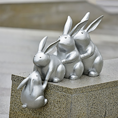 不锈钢兔子雕塑 (3)