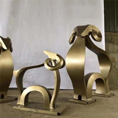 不锈钢羊雕塑 (2)