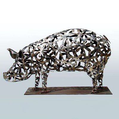 不锈钢猪雕塑 (3)