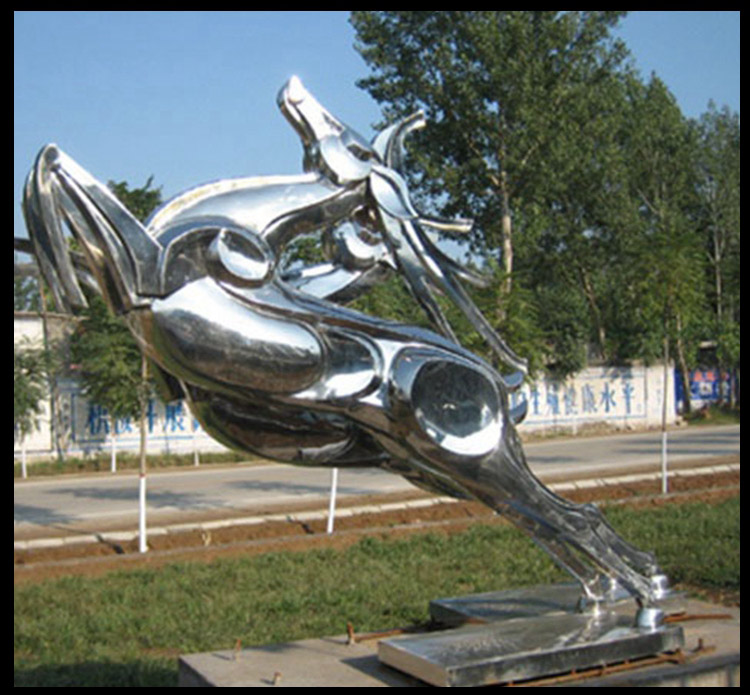 不锈钢马雕塑，园林动物雕塑