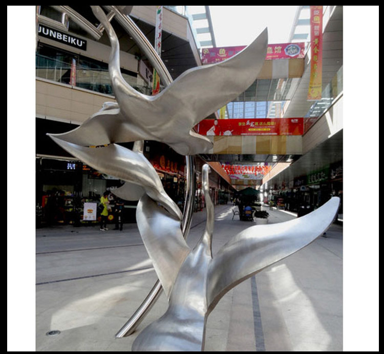 不锈钢抽象仙鹤雕塑，公园景观雕塑
