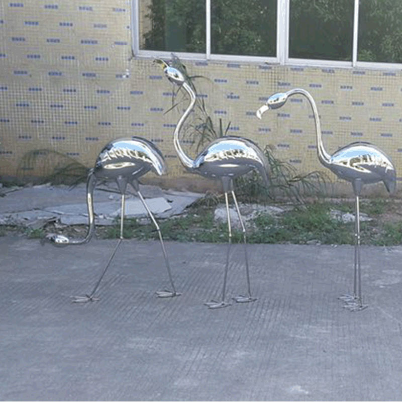 不锈钢仙鹤 广场动物景观雕塑