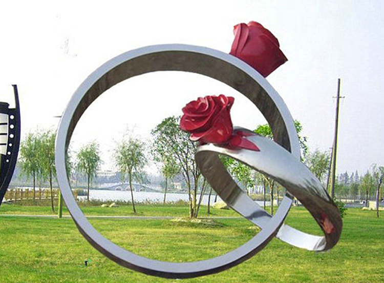 玫瑰戒指雕塑，不锈钢公园景观雕塑