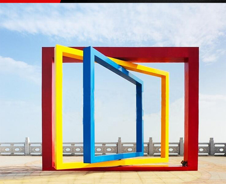 不锈钢彩色相框 公园景观雕塑